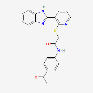 molecular formula C22H18N4O2S B2467131 N-(4-ACETYLPHENYL)-2-{[3-(1H-1,3-BENZODIAZOL-2-YL)PYRIDIN-2-YL]SULFANYL}ACETAMIDE CAS No. 838100-79-1