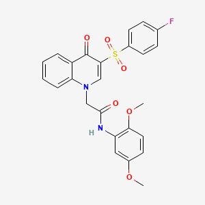 molecular formula C25H21FN2O6S B2467142 N-(2,5-dimethoxyphenyl)-2-[3-(4-fluorobenzenesulfonyl)-4-oxo-1,4-dihydroquinolin-1-yl]acetamide CAS No. 866729-62-6