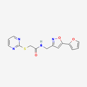 N-((5-(furan-2-yl)isoxazol-3-yl)methyl)-2-(pyrimidin-2-ylthio)acetamide