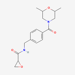 molecular formula C17H22N2O4 B2467155 N-[[4-(2,6-Dimethylmorpholine-4-carbonyl)phenyl]methyl]oxirane-2-carboxamide CAS No. 2418667-70-4