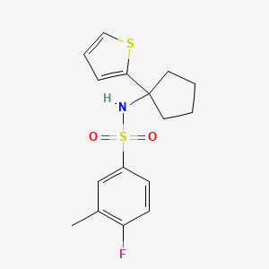 4-fluoro-3-methyl-N-(1-(thiophen-2-yl)cyclopentyl)benzenesulfonamide
