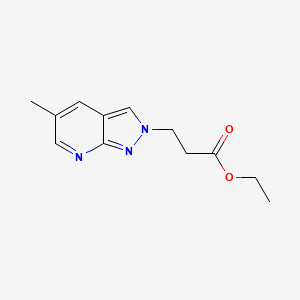 molecular formula C12H15N3O2 B2467193 ethyl 3-(5-methyl-2H-pyrazolo[3,4-b]pyridin-2-yl)propanoate CAS No. 1245806-50-1