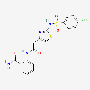 2-(2-(2-(4-Chlorophenylsulfonamido)thiazol-4-yl)acetamido)benzamide
