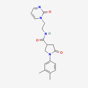 1-(3,4-dimethylphenyl)-5-oxo-N-(2-(2-oxopyrimidin-1(2H)-yl)ethyl)pyrrolidine-3-carboxamide