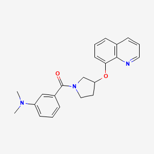 molecular formula C22H23N3O2 B2467224 N,N-dimethyl-3-[3-(quinolin-8-yloxy)pyrrolidine-1-carbonyl]aniline CAS No. 1903869-88-4