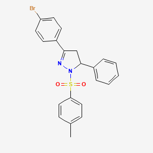 molecular formula C22H19BrN2O2S B2467225 3-(4-bromophenyl)-5-phenyl-1-tosyl-4,5-dihydro-1H-pyrazole CAS No. 392308-54-2