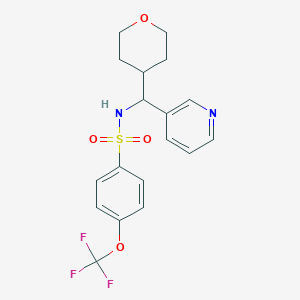 molecular formula C18H19F3N2O4S B2467260 N-(pyridin-3-yl(tetrahydro-2H-pyran-4-yl)methyl)-4-(trifluoromethoxy)benzenesulfonamide CAS No. 2034541-84-7