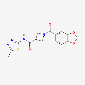 1-(benzo[d][1,3]dioxole-5-carbonyl)-N-(5-methyl-1,3,4-thiadiazol-2-yl)azetidine-3-carboxamide