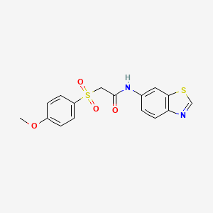 molecular formula C16H14N2O4S2 B2467303 N-(1,3-benzothiazol-6-yl)-2-(4-methoxybenzenesulfonyl)acetamide CAS No. 952870-95-0