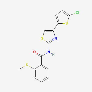molecular formula C15H11ClN2OS3 B2467378 N-[4-(5-chlorothiophen-2-yl)-1,3-thiazol-2-yl]-2-(methylsulfanyl)benzamide CAS No. 896345-53-2