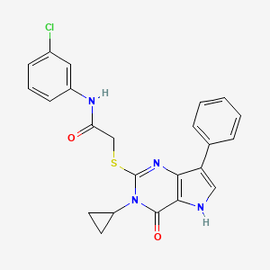 molecular formula C23H19ClN4O2S B2467382 N-(3-chlorophenyl)-2-((3-cyclopropyl-4-oxo-7-phenyl-4,5-dihydro-3H-pyrrolo[3,2-d]pyrimidin-2-yl)thio)acetamide CAS No. 1261003-18-2