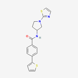 molecular formula C18H17N3OS2 B2467387 N-(1-(thiazol-2-yl)pyrrolidin-3-yl)-4-(thiophen-2-yl)benzamide CAS No. 1797981-77-1