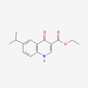 molecular formula C15H17NO3 B2467398 ethyl 6-isopropyl-4-oxo-1,4-dihydroquinoline-3-carboxylate CAS No. 64321-61-5