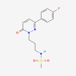 molecular formula C14H16FN3O3S B2467474 N-(3-(3-(4-fluorophenyl)-6-oxopyridazin-1(6H)-yl)propyl)methanesulfonamide CAS No. 1021075-80-8