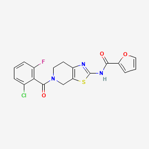 molecular formula C18H13ClFN3O3S B2467486 N-(5-(2-chloro-6-fluorobenzoyl)-4,5,6,7-tetrahydrothiazolo[5,4-c]pyridin-2-yl)furan-2-carboxamide CAS No. 1351634-02-0
