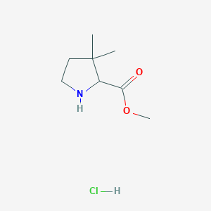 molecular formula C8H16ClNO2 B2467509 Methyl 3,3-dimethylpyrrolidine-2-carboxylate hydrochloride CAS No. 204266-86-4