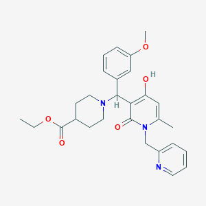 molecular formula C28H33N3O5 B2467537 ethyl 1-({4-hydroxy-6-methyl-2-oxo-1-[(pyridin-2-yl)methyl]-1,2-dihydropyridin-3-yl}(3-methoxyphenyl)methyl)piperidine-4-carboxylate CAS No. 939243-63-7