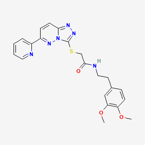 molecular formula C22H22N6O3S B2467559 N-(3,4-dimethoxyphenethyl)-2-((6-(pyridin-2-yl)-[1,2,4]triazolo[4,3-b]pyridazin-3-yl)thio)acetamide CAS No. 894054-96-7