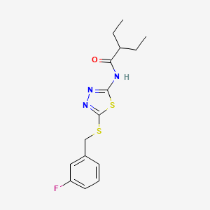 molecular formula C15H18FN3OS2 B2467585 2-ethyl-N-(5-((3-fluorobenzyl)thio)-1,3,4-thiadiazol-2-yl)butanamide CAS No. 392303-21-8