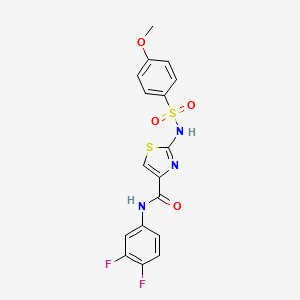 molecular formula C17H13F2N3O4S2 B2467638 N-(3,4-difluorophenyl)-2-(4-methoxyphenylsulfonamido)thiazole-4-carboxamide CAS No. 1021124-68-4