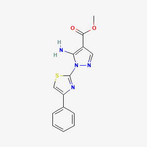 molecular formula C14H12N4O2S B2467675 methyl 5-amino-1-(4-phenyl-1,3-thiazol-2-yl)-1H-pyrazole-4-carboxylate CAS No. 956738-04-8