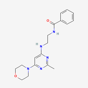molecular formula C18H23N5O2 B2467702 N-(2-((2-methyl-6-morpholinopyrimidin-4-yl)amino)ethyl)benzamide CAS No. 1203219-92-4