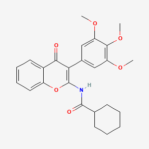 molecular formula C25H27NO6 B2467705 N-[4-oxo-3-(3,4,5-trimethoxyphenyl)-4H-chromen-2-yl]cyclohexanecarboxamide CAS No. 883953-52-4