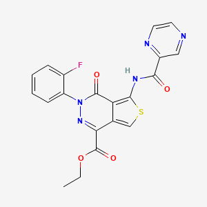 Ethyl 3-(2-fluorophenyl)-4-oxo-5-(pyrazine-2-carboxamido)-3,4-dihydrothieno[3,4-d]pyridazine-1-carboxylate
