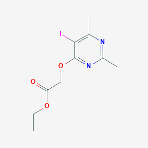 molecular formula C10H13IN2O3 B2467741 Ethyl 2-[(5-iodo-2,6-dimethyl-4-pyrimidinyl)oxy]acetate CAS No. 677749-39-2