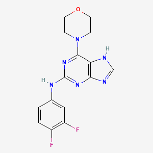 molecular formula C15H14F2N6O B2467747 N-(3,4-difluorophenyl)-6-morpholino-9H-purin-2-amine CAS No. 1251687-22-5