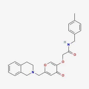 molecular formula C25H26N2O4 B2467750 N-[(4-methylphenyl)methyl]-2-({4-oxo-6-[(1,2,3,4-tetrahydroisoquinolin-2-yl)methyl]-4H-pyran-3-yl}oxy)acetamide CAS No. 898456-70-7