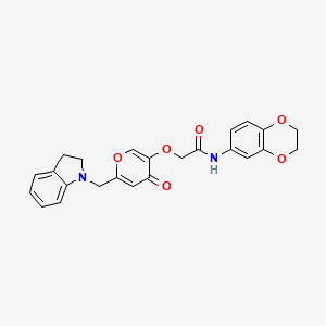 molecular formula C24H22N2O6 B2467799 N-(2,3-dihydro-1,4-benzodioxin-6-yl)-2-({6-[(2,3-dihydro-1H-indol-1-yl)methyl]-4-oxo-4H-pyran-3-yl}oxy)acetamide CAS No. 898456-32-1