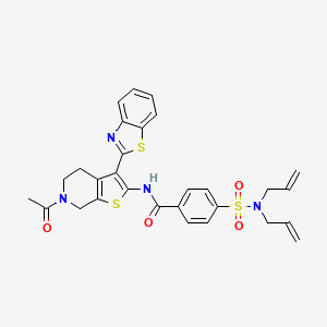 molecular formula C29H28N4O4S3 B2467808 N-(6-acetyl-3-(benzo[d]thiazol-2-yl)-4,5,6,7-tetrahydrothieno[2,3-c]pyridin-2-yl)-4-(N,N-diallylsulfamoyl)benzamide CAS No. 449770-25-6