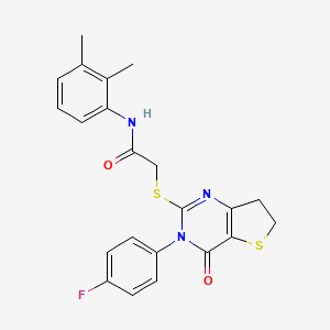 molecular formula C22H20FN3O2S2 B2467823 N-(2,3-dimethylphenyl)-2-{[3-(4-fluorophenyl)-4-oxo-3H,4H,6H,7H-thieno[3,2-d]pyrimidin-2-yl]sulfanyl}acetamide CAS No. 686773-11-5