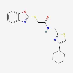 2-(benzo[d]oxazol-2-ylthio)-N-((4-cyclohexylthiazol-2-yl)methyl)acetamide
