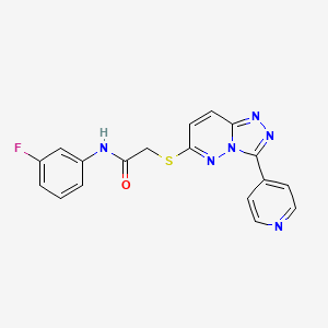 molecular formula C18H13FN6OS B2467833 N-(3-fluorophenyl)-2-{[3-(pyridin-4-yl)-[1,2,4]triazolo[4,3-b]pyridazin-6-yl]sulfanyl}acetamide CAS No. 868969-69-1