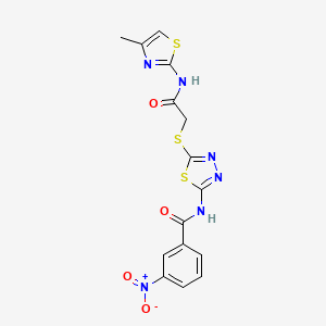 N-(5-((2-((4-methylthiazol-2-yl)amino)-2-oxoethyl)thio)-1,3,4-thiadiazol-2-yl)-3-nitrobenzamide