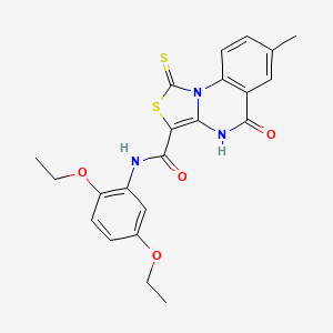molecular formula C22H21N3O4S2 B2467851 N-(2,5-diethoxyphenyl)-7-methyl-5-oxo-1-thioxo-4,5-dihydro-1H-thiazolo[3,4-a]quinazoline-3-carboxamide CAS No. 1111026-34-6