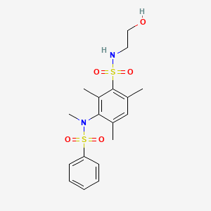 molecular formula C18H24N2O5S2 B2467863 N-(2-hydroxyethyl)-2,4,6-trimethyl-3-(N-methylbenzenesulfonamido)benzene-1-sulfonamide CAS No. 831235-06-4