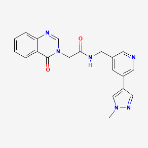 molecular formula C20H18N6O2 B2467898 N-((5-(1-methyl-1H-pyrazol-4-yl)pyridin-3-yl)methyl)-2-(4-oxoquinazolin-3(4H)-yl)acetamide CAS No. 2034383-04-3