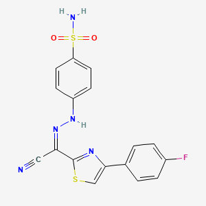 molecular formula C17H12FN5O2S2 B2467904 (2Z)-4-(4-fluorophenyl)-N-(4-sulfamoylanilino)-1,3-thiazole-2-carboximidoyl cyanide CAS No. 477286-55-8
