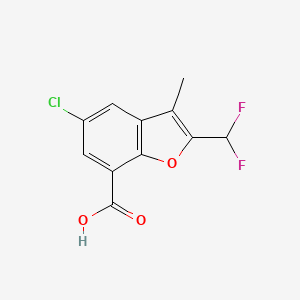 molecular formula C11H7ClF2O3 B2467905 5-Chloro-2-(difluoromethyl)-3-methyl-1-benzofuran-7-carboxylic acid CAS No. 2248282-49-5