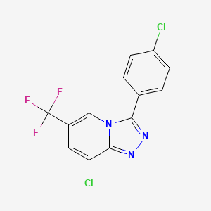 molecular formula C13H6Cl2F3N3 B2467906 8-Chloro-3-(4-chlorophenyl)-6-(trifluoromethyl)-[1,2,4]triazolo[4,3-a]pyridine CAS No. 338795-19-0