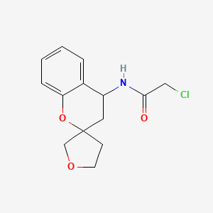 molecular formula C14H16ClNO3 B2467909 2-Chloro-N-spiro[3,4-dihydrochromene-2,3'-oxolane]-4-ylacetamide CAS No. 2411255-40-6