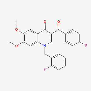 molecular formula C25H19F2NO4 B2467911 3-(4-fluorobenzoyl)-1-(2-fluorobenzyl)-6,7-dimethoxyquinolin-4(1H)-one CAS No. 866727-16-4