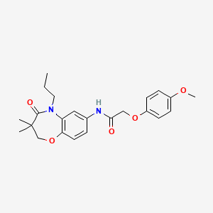 molecular formula C23H28N2O5 B2467919 N-(3,3-dimethyl-4-oxo-5-propyl-2,3,4,5-tetrahydro-1,5-benzoxazepin-7-yl)-2-(4-methoxyphenoxy)acetamide CAS No. 921792-43-0