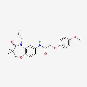 molecular formula C23H28N2O5 B2467919 N-(3,3-dimethyl-4-oxo-5-propyl-2,3,4,5-tetrahydrobenzo[b][1,4]oxazepin-7-yl)-2-(4-methoxyphenoxy)acetamide CAS No. 921792-43-0