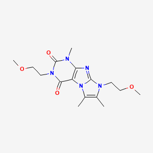 molecular formula C16H23N5O4 B2467925 2,6-Bis(2-methoxyethyl)-4,7,8-trimethylpurino[7,8-a]imidazole-1,3-dione CAS No. 878411-22-4
