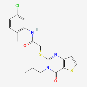 molecular formula C18H18ClN3O2S2 B2467929 N-(5-chloro-2-methylphenyl)-2-({4-oxo-3-propyl-3H,4H-thieno[3,2-d]pyrimidin-2-yl}sulfanyl)acetamide CAS No. 1252816-70-8