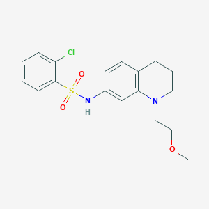 molecular formula C18H21ClN2O3S B2467932 2-chloro-N-(1-(2-methoxyethyl)-1,2,3,4-tetrahydroquinolin-7-yl)benzenesulfonamide CAS No. 1170853-75-4